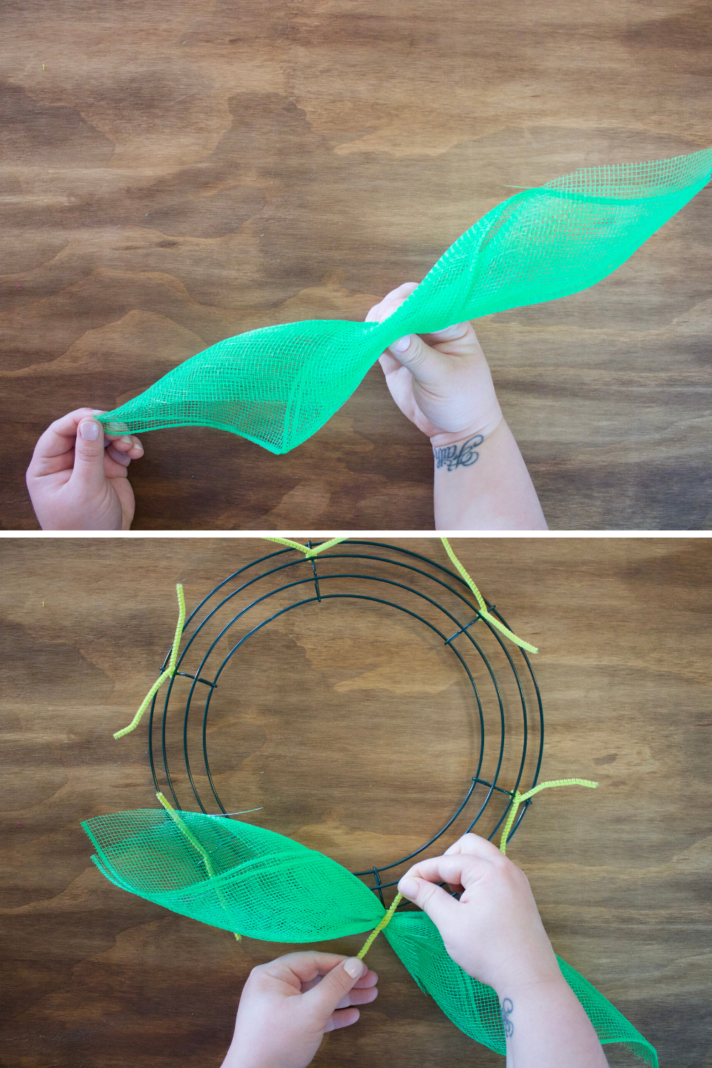 How to make deco mesh leaves