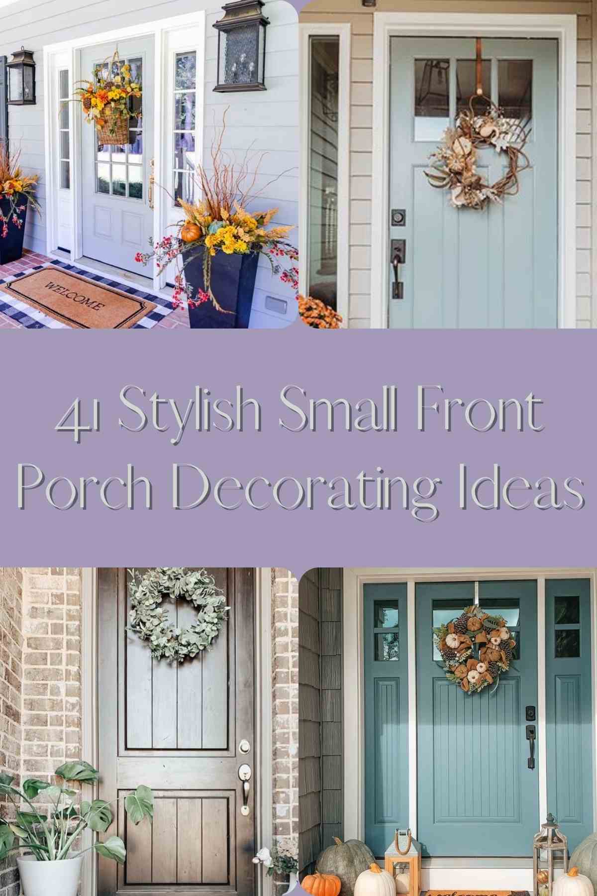 Stylish small porch wreaths and flowers