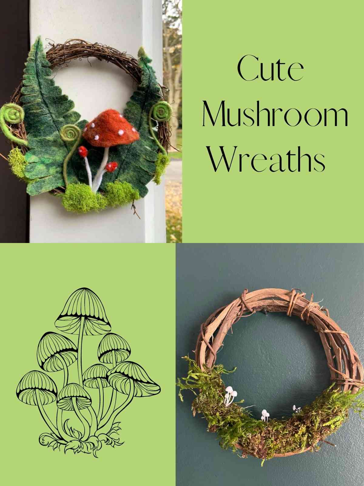 Handmade Wreaths With Moss And Mushrooms 