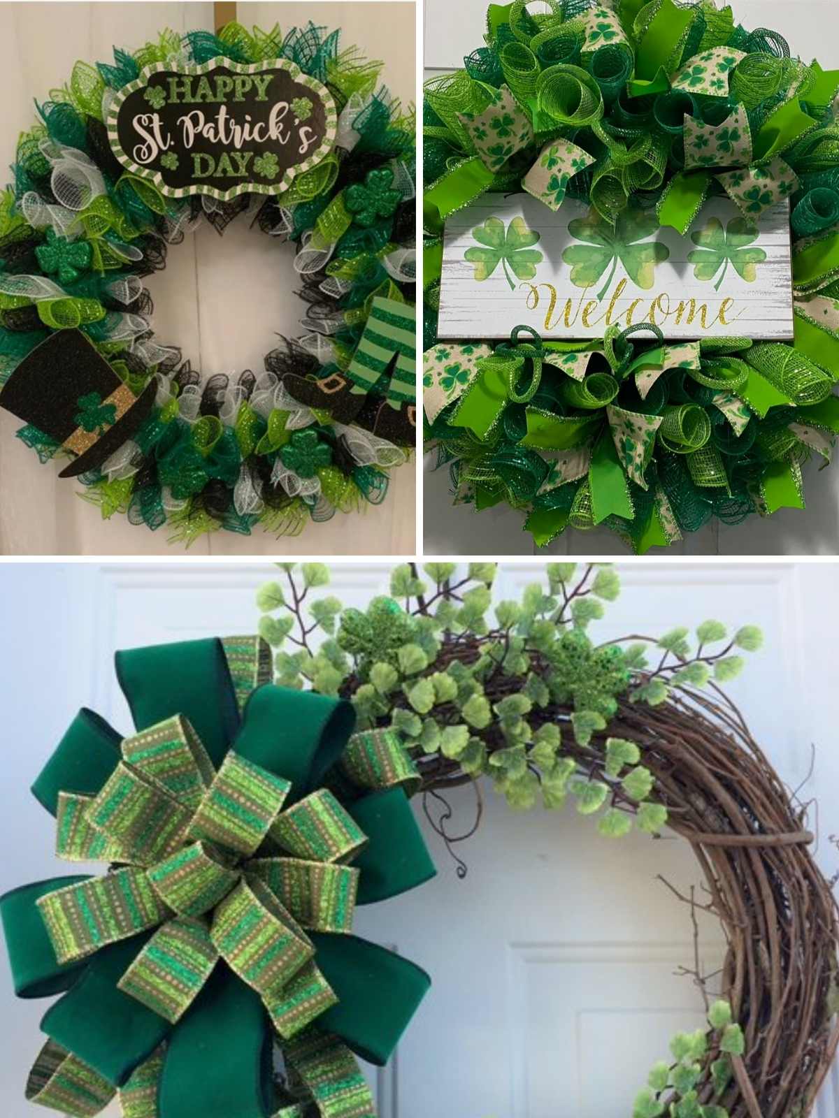 Shamrock Wreath Ideas, 3 different wreaths