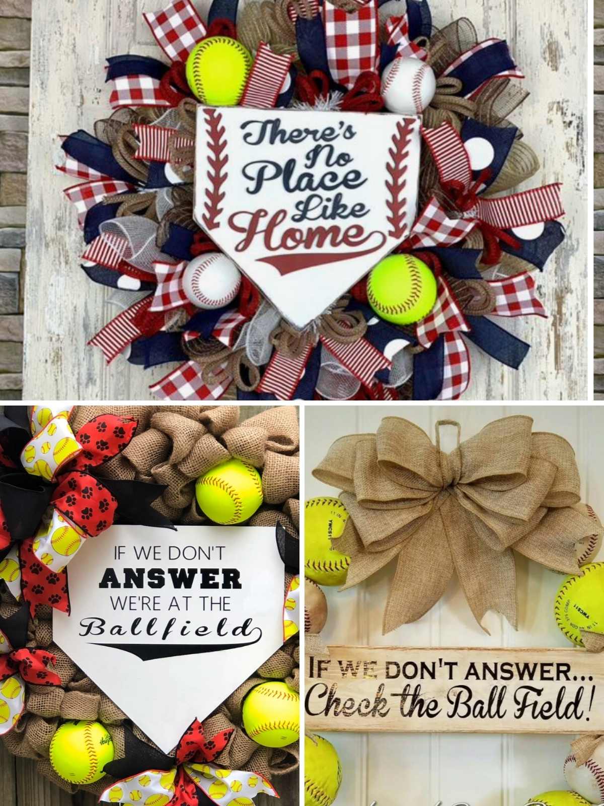 Cute baseball field sayings on wreaths