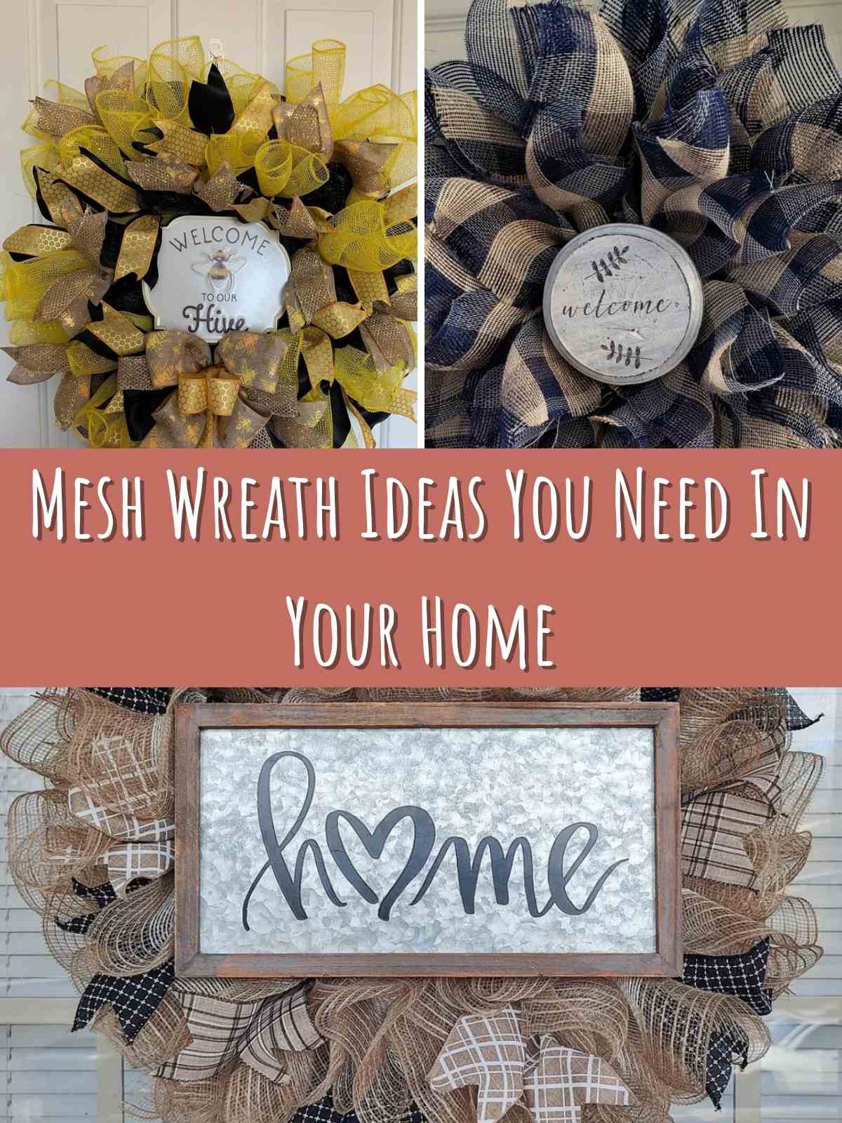 mesh wreath ideas you need in your home. 3 different photo idea.