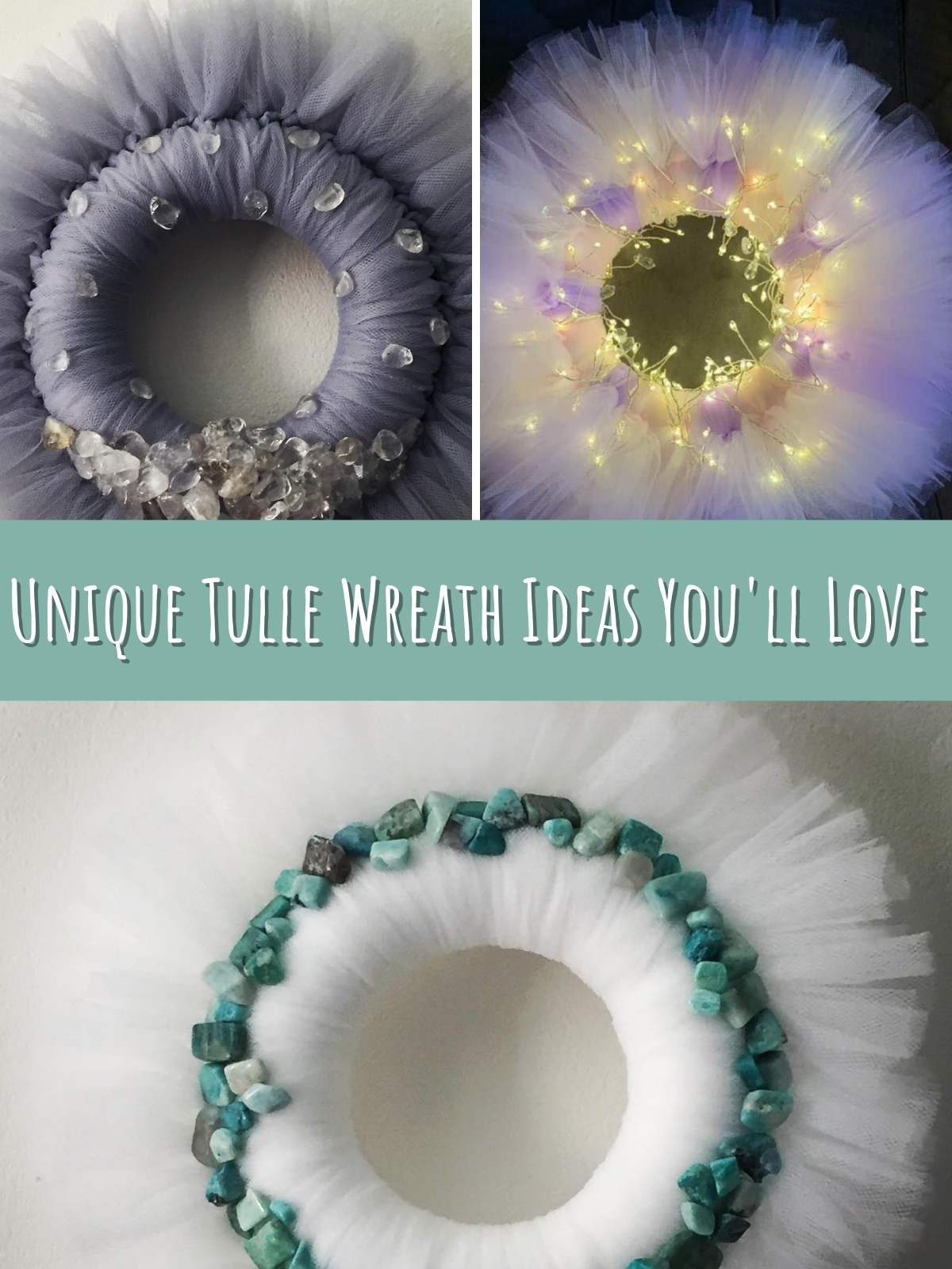 3 Different Wreath examples with sheer ribbon
