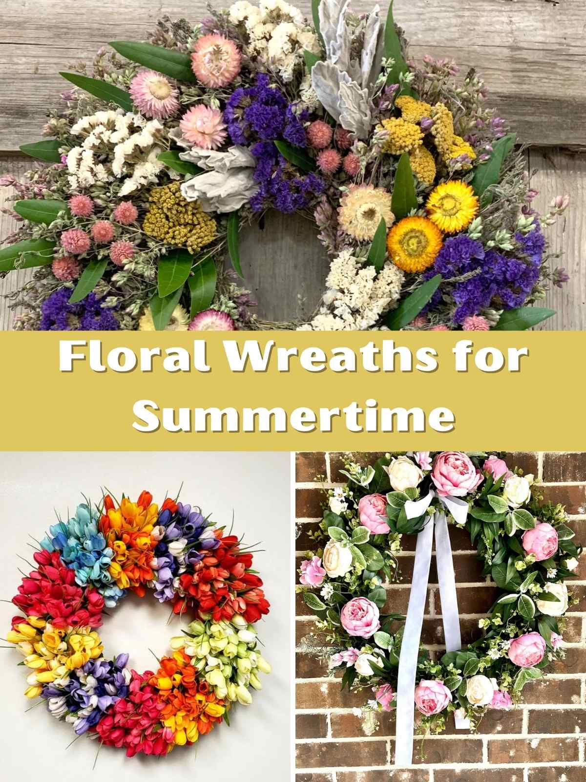 Floral Wreaths for Summertime. 3 Floral wreaths with bold colors.