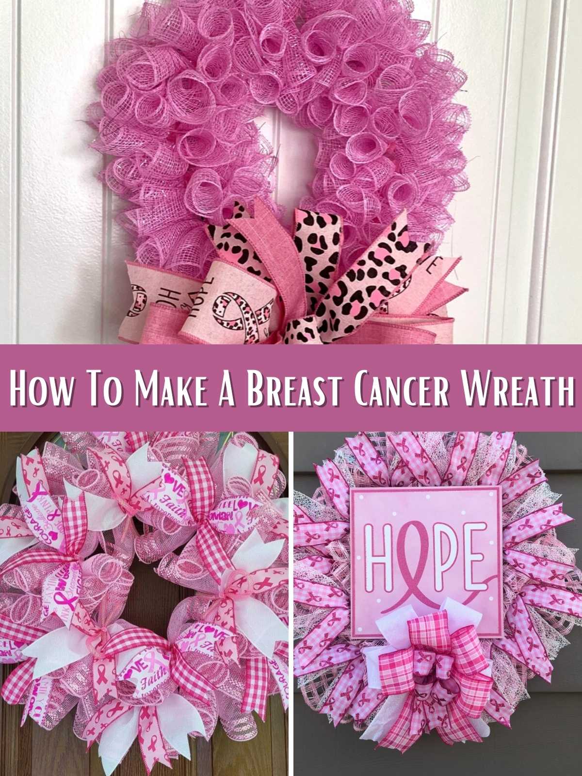 How to make a cancer support wreath idea. Bright pink ideas.