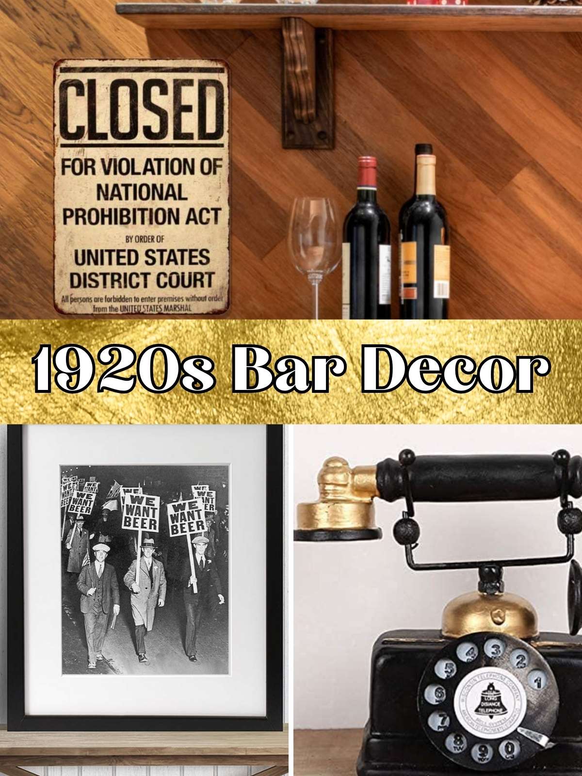 3 different examples of 1920s bar decor