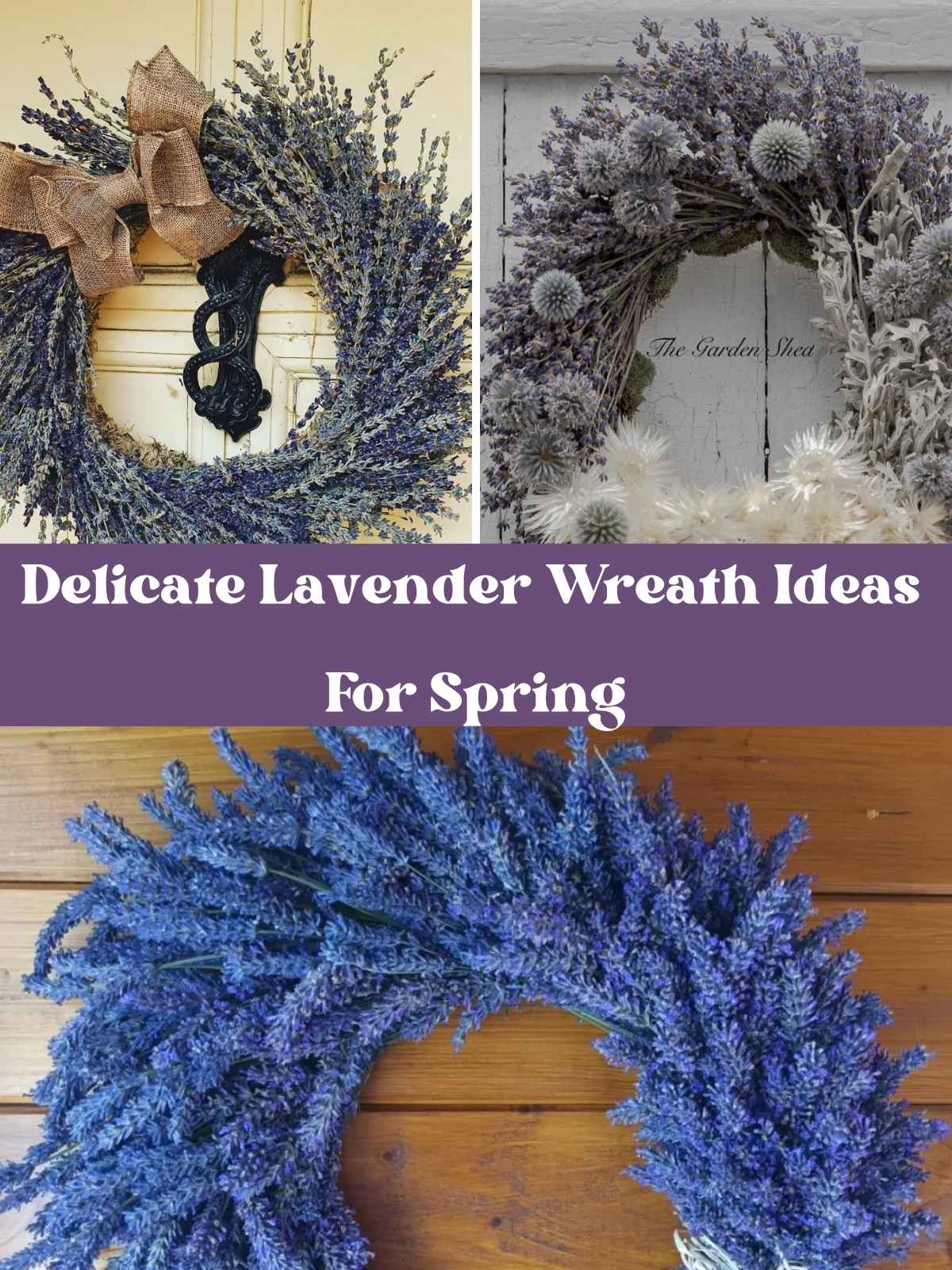 Delicate Lavender Wreath Ideas For Spring with 3 dark purple examples.