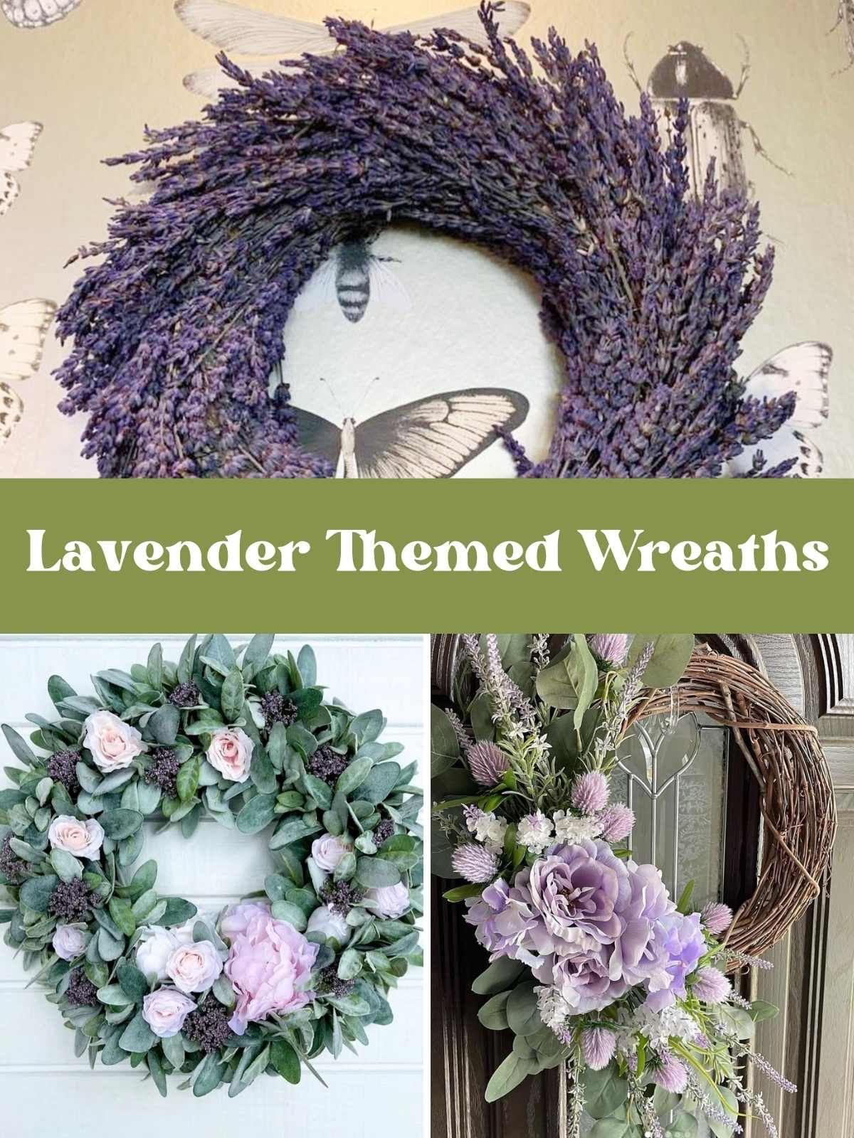 Lavender Themed Wreath with 3 different examples. 