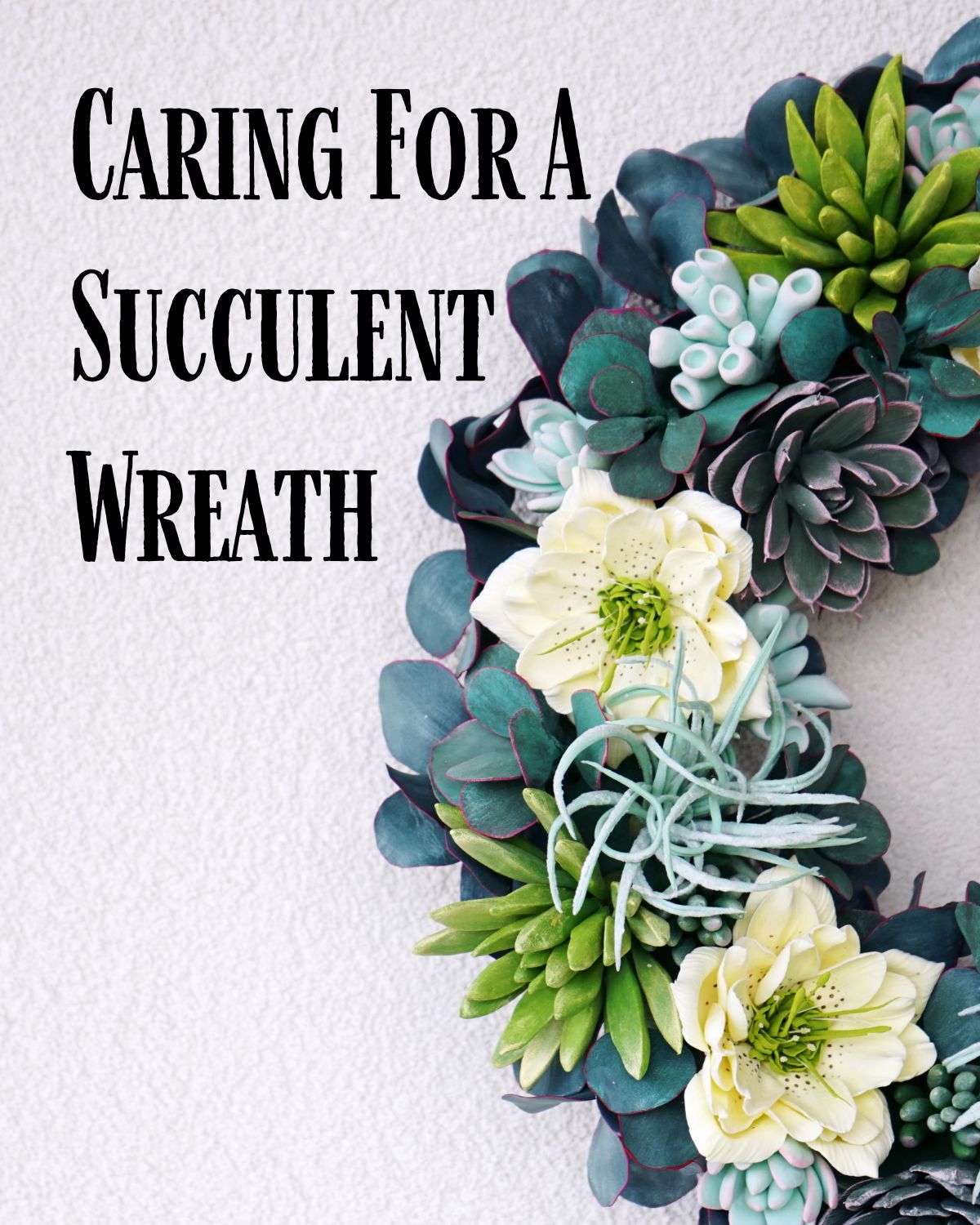 A blue and green succulent wreath